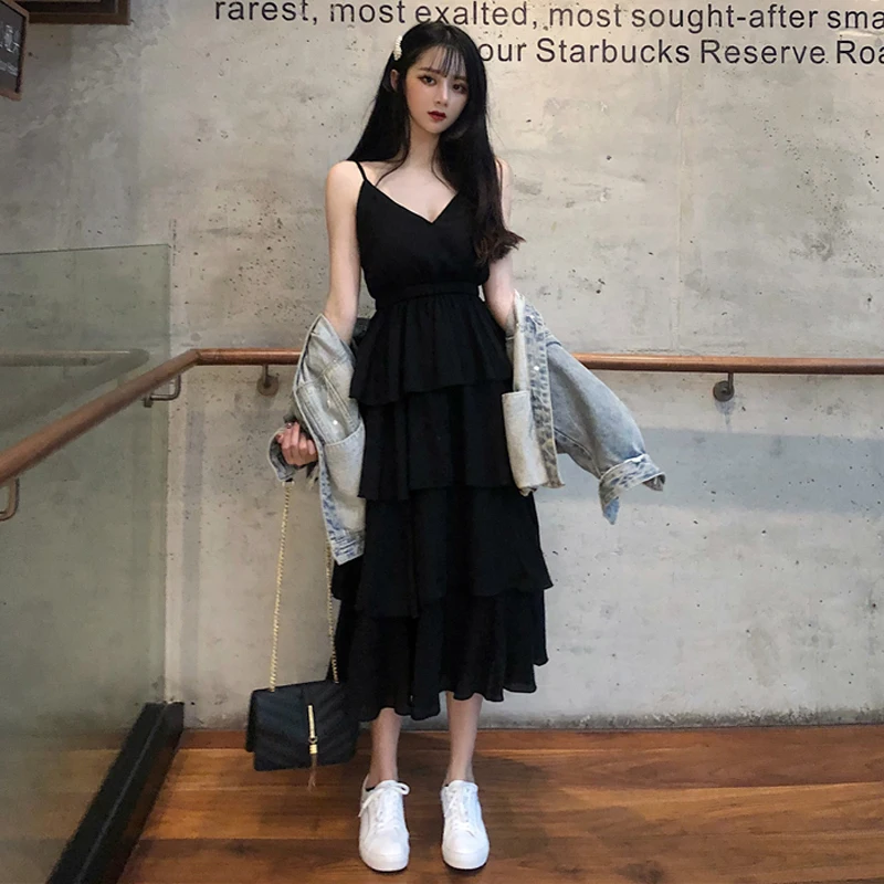 Женское многослойное платье с бахромой однотонное винтажное элегантное на