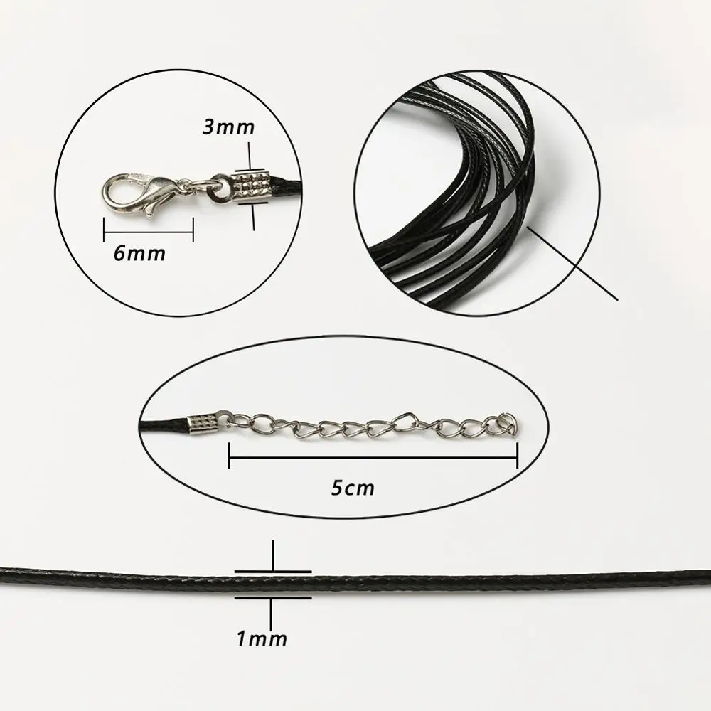 10pcs 45cm Braided Adjustable Black Leather Rope Wax Cord DIY Handmade Necklace Pendant Lobster Clasp String Jewelry Chains | Украшения и