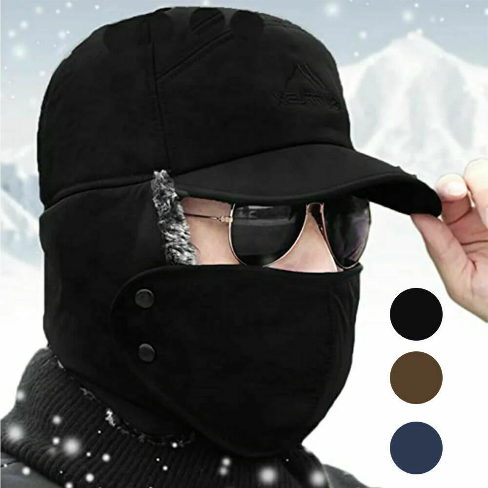 

Mens Winter Warm Face Mask Cap Aviator Trooper Ski Hats with Earflap