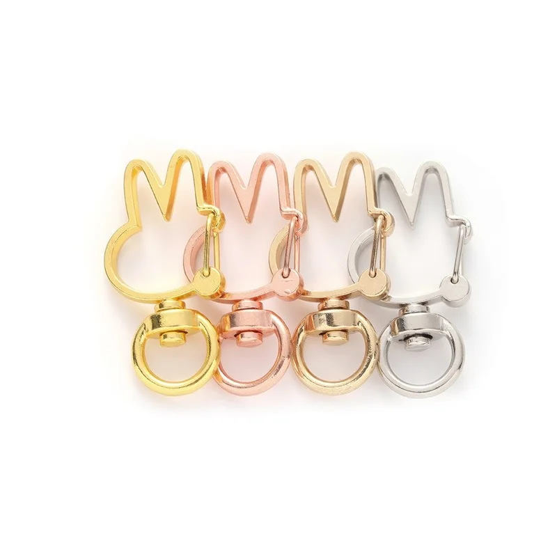 

50pcs Rabbit Shape Lobster Clasp Hooks Findings Key Chain Key Ring keychain Cute Jewelry Making Gold DIY Accessories