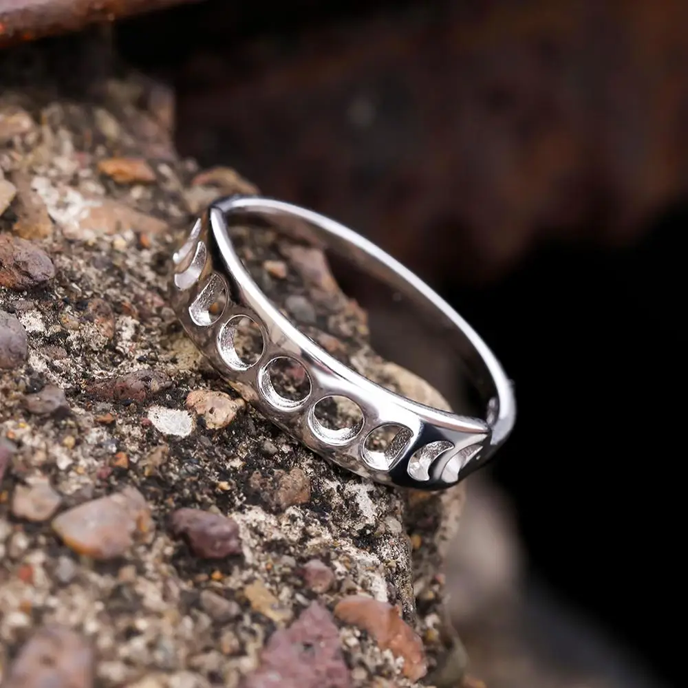 

Vintage Female Male Hollow Round Ring Real 100% 925 Sterling Silver Wedding Rings For Women Men Punk Black Gold Engagement Ring