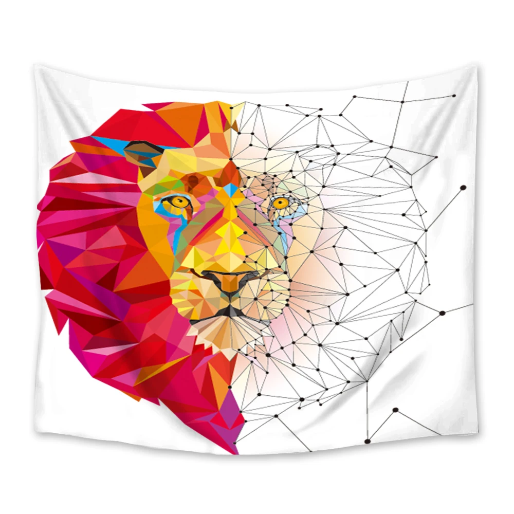 

Nordic Lion Solid Geometry Tapestry Wall Hanging Polyester Home Bedroom Decor Bedspread Beach Mat Blanket Yoga Mat Tapestries
