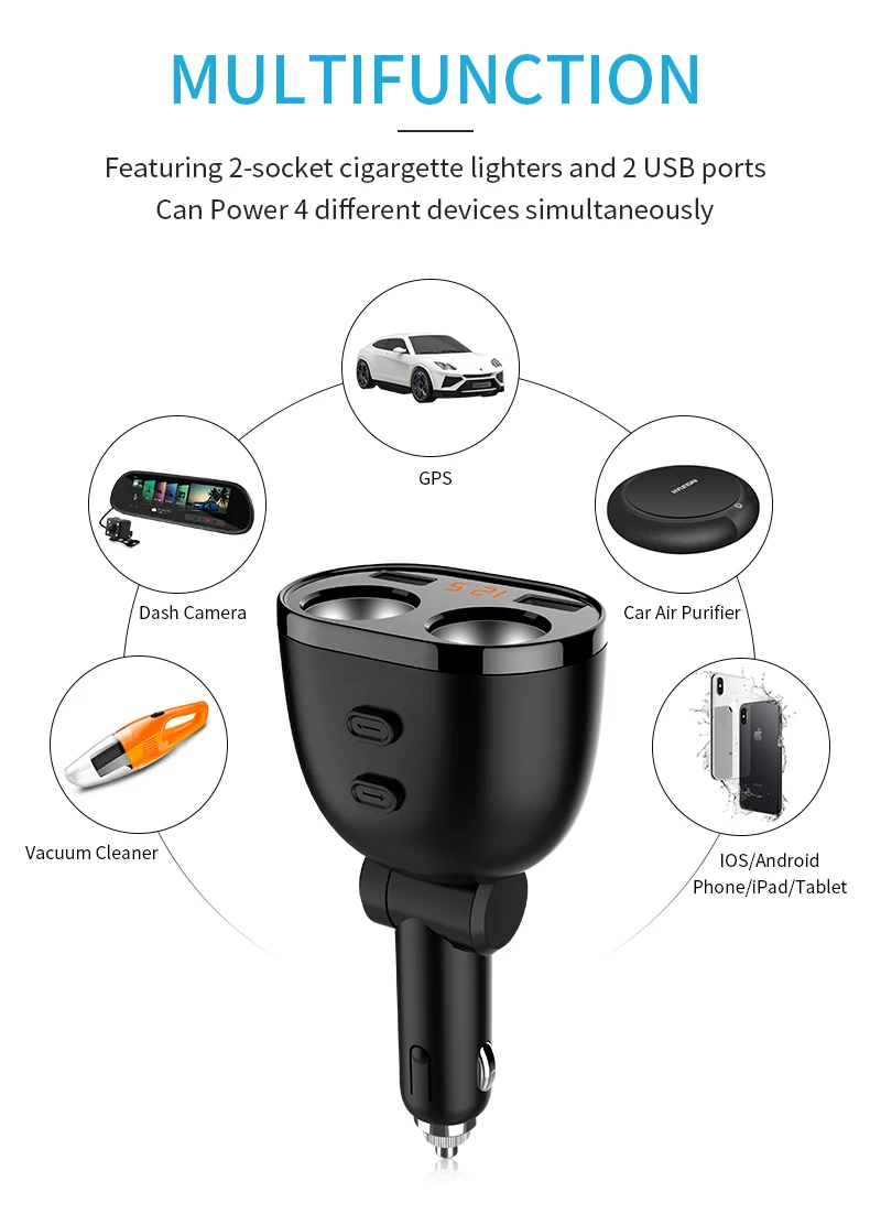 Автомобильный Разветвитель Прикуривателя 2 порта USB 12 24 В|Адаптер питания| |