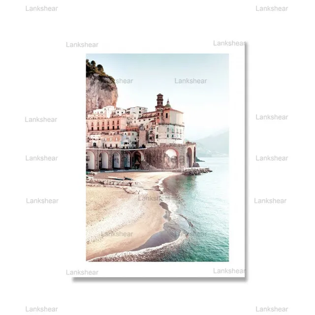 Постер на тему итальянского берега Амальфи природный зеленый пейзаж Картина