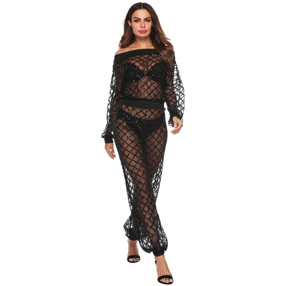 Swimsuit Cover Up Swim Dresses Beach Tunic Bathing Suit Ups Capes Covers Womens Fishnet Coverup Pareo De Plage Swimwear Trendy