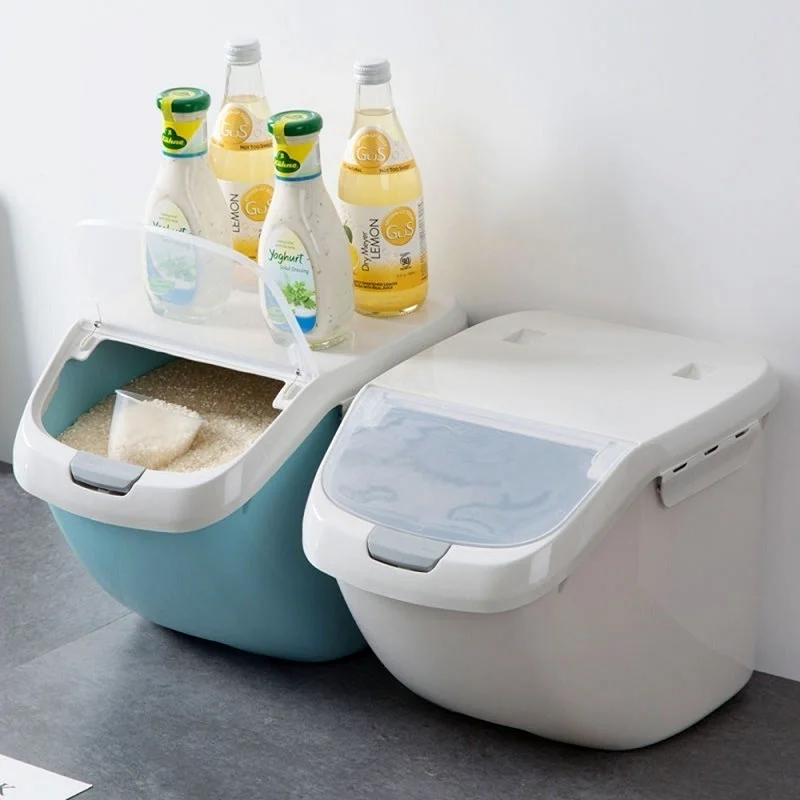Home Rice Grain Storage Box Pet Food Organize Moisture-Proof Large Flour Container Mildew Flip Cover Kitchen Bin | Дом и сад