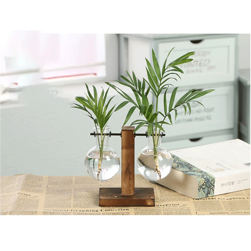 Terrarium Hydroponic Planter Vase Holder Wooden Frame Decoratio Glass Table Plant Bonsai Decor Flower Pots For Home | Дом и сад