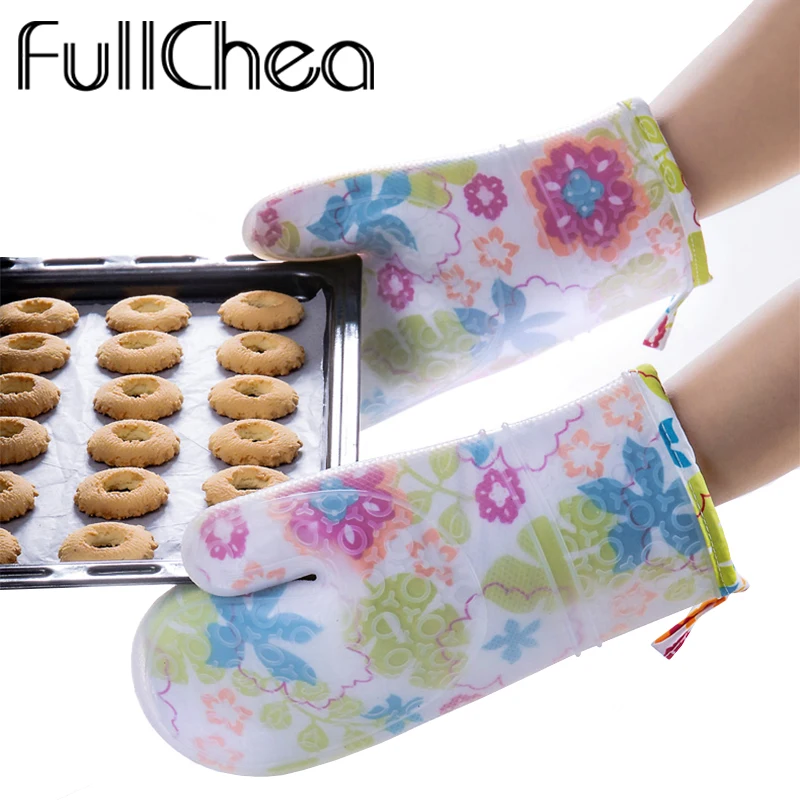 Термостойкие силиконовые варежки FullChea красные для духовки барбекю эргономичные