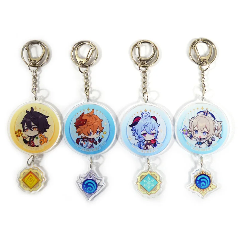 

Popular Anime Genshin Impact Zhongli Keychain Cosplay Cute Game Character Tartaglia Acrylic Key Chains Fashion Bag Keyrings Gift