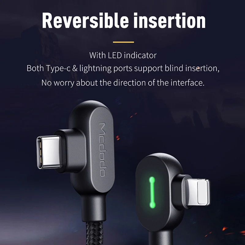 Mcdodo USB C для IPhone Lightning 12 11 Pro XS Max XR X 8 36 Вт PD Type LED быстрое зарядное устройство кабель