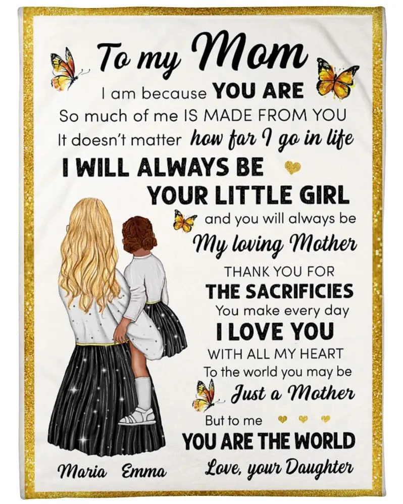 

HUGSIDEA To My Mom Fleece Throw Blankets Nap Shawl Sofa Blanket Knee Blanket Summer Air Conditioner Quilt Soft Thin Quilt Mantas