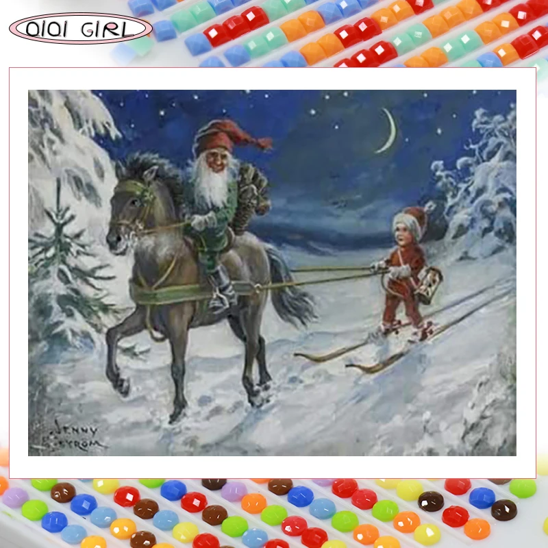 Набор для алмазной вышивки QIQI с изображением девочки из круглых страз мультяшным