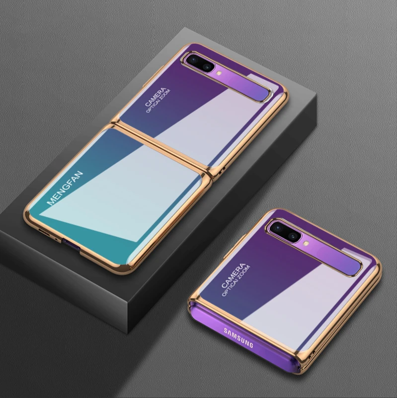 

For Samsung 5g f7070 case zflip folding case sm-f700n electroplated glass f7000 gradient