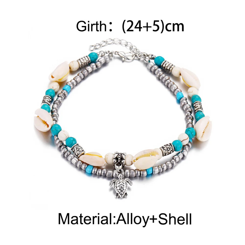 Женский богемный браслет на лодыжку ручной работы с подвесками в виде морской