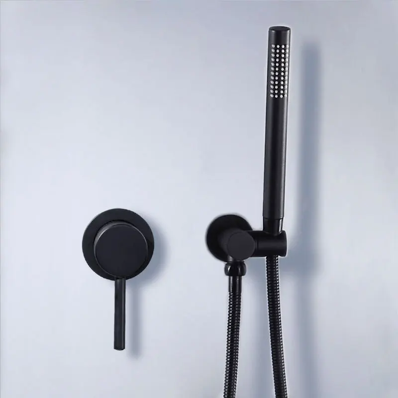 matt black MTTUZK розовый золотой кран для ванной с ручной спреями горячей холодной смеситель набор матовый черный/золотой настенный кран для ванной душа - Цвет: matt black