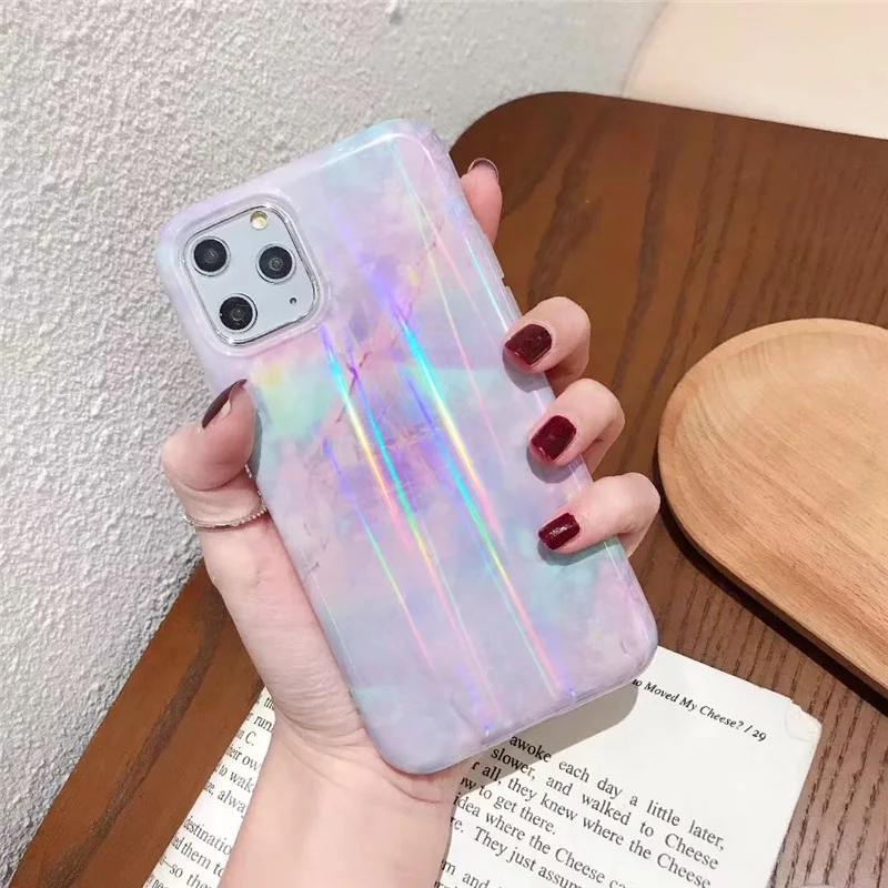 E Aurora laser phone case for iphone 11 11Pro Max case for iphone X XR XS Max 7 8 6 6S Plus Gradient color case capa - Цвет: E