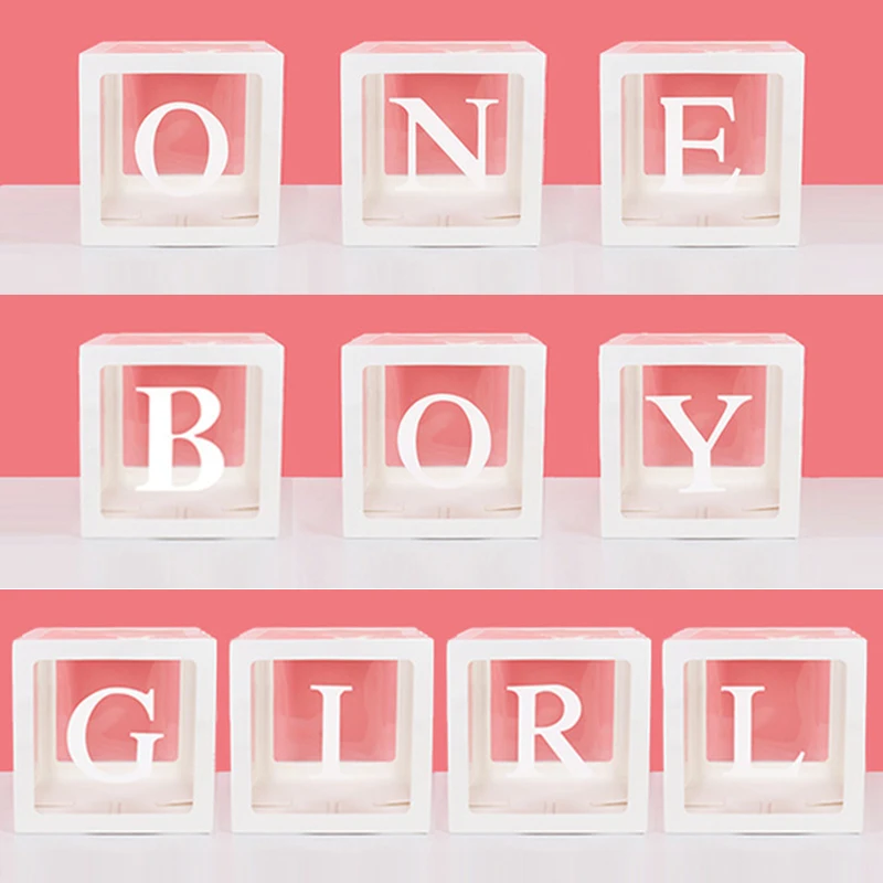 

Party Ballon Anniversaire 26 Letter Transparent Balloons Box Baby Name Balloon Box Baby Shower Girl Birthday Wedding Decoration