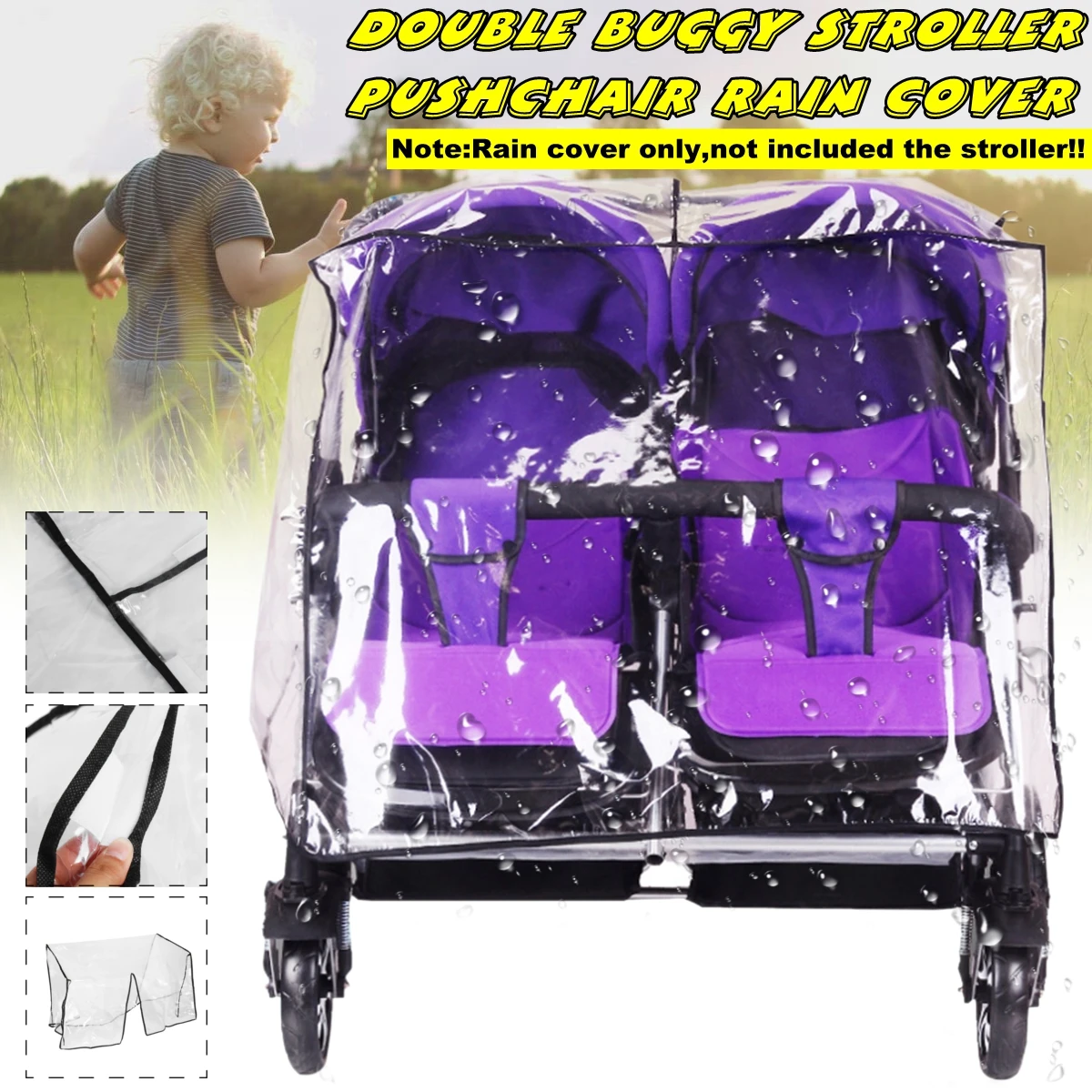 

Universal Stroller Rain Cover Waterproof Wind Dust Shield Baby Stroller Pushchair Pram Rain Cover Transparent for Baby Strollers