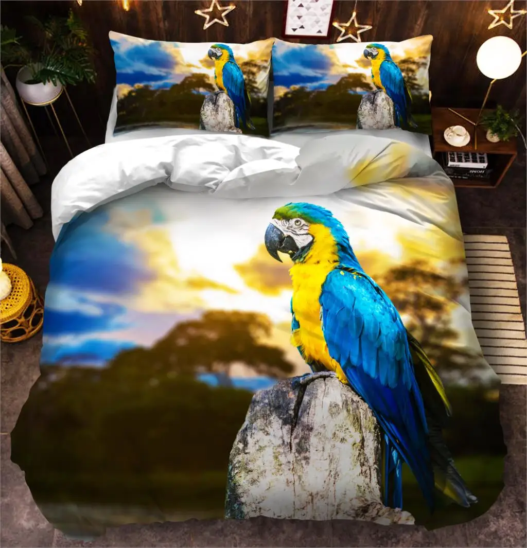 

Parrot Bedding Set Twin Full Queen King Super King Double Size Bird Duvet Cover Quilt Cover Pillow Cases 3PCS