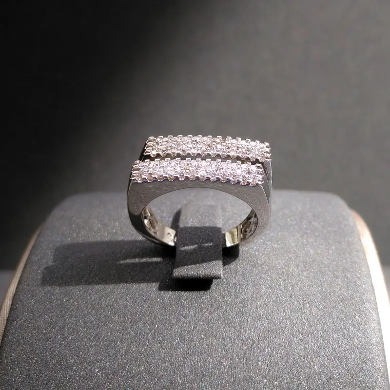 

popzone s925 sterling silver ring new pure silver rectangular ring female fashion personality advanced style jewelry limit gift