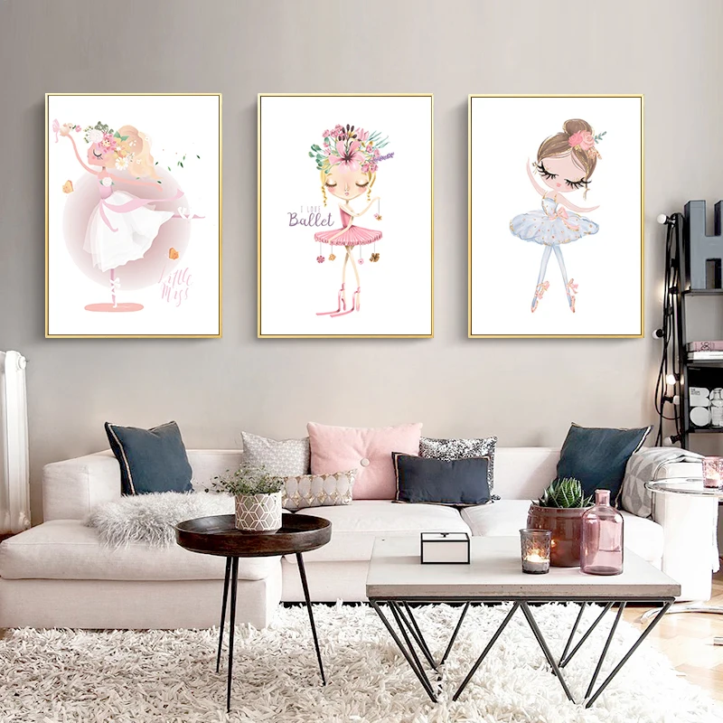 Скандинавская детская живопись дневная балетная девушка принты облако холст