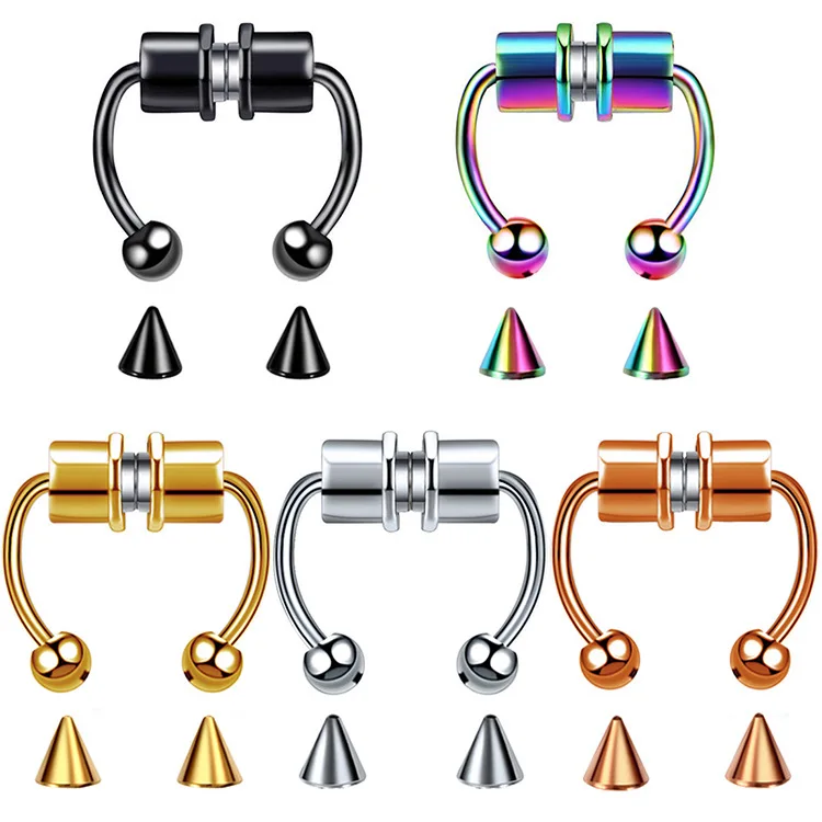 

1pcs U Shaped Fake Nose Ring Hip Hoop Septum Rock Stainless Steel Magnet Nose Piercing Punk Piercing Body Jewelry Free shipping