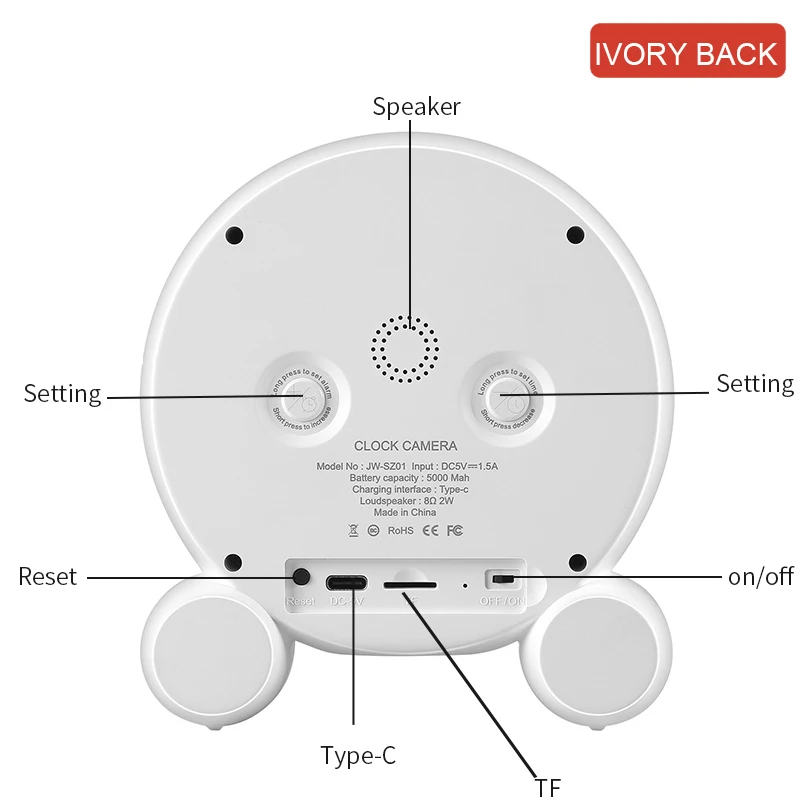 Tuya HD Smart Home Wifi Digital Alarm Clock Mini Camera Recorder Video Intercom Surveillance Remote Monitoring Cameras | Электроника