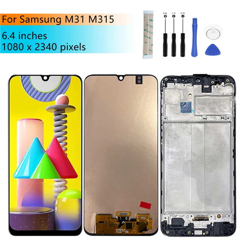 

For Samsung Galaxy M31 LCD Display Touch Screen Digitizer Assembly With Frame For Samsung m315 Replacement Repair Parts 6.4"