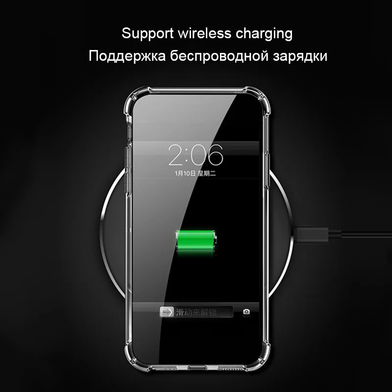 Противоударный силиконовый мягкий прозрачный чехол для iPhone 11 Pro X XR XS Max 5 6 S 5S 7 8 Plus