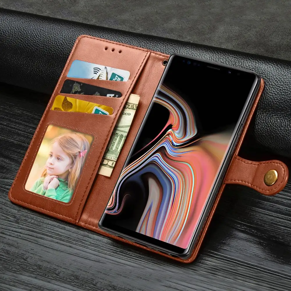Деловой кожаный чехол-бумажник с откидной крышкой для Samsung Galaxy A10 A20 A40 A50 A70 M10 S8 S9 S10e