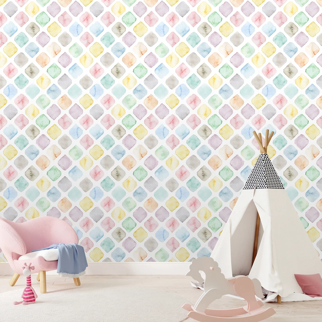 Настенная бумага с геометрическим рисунком съемная