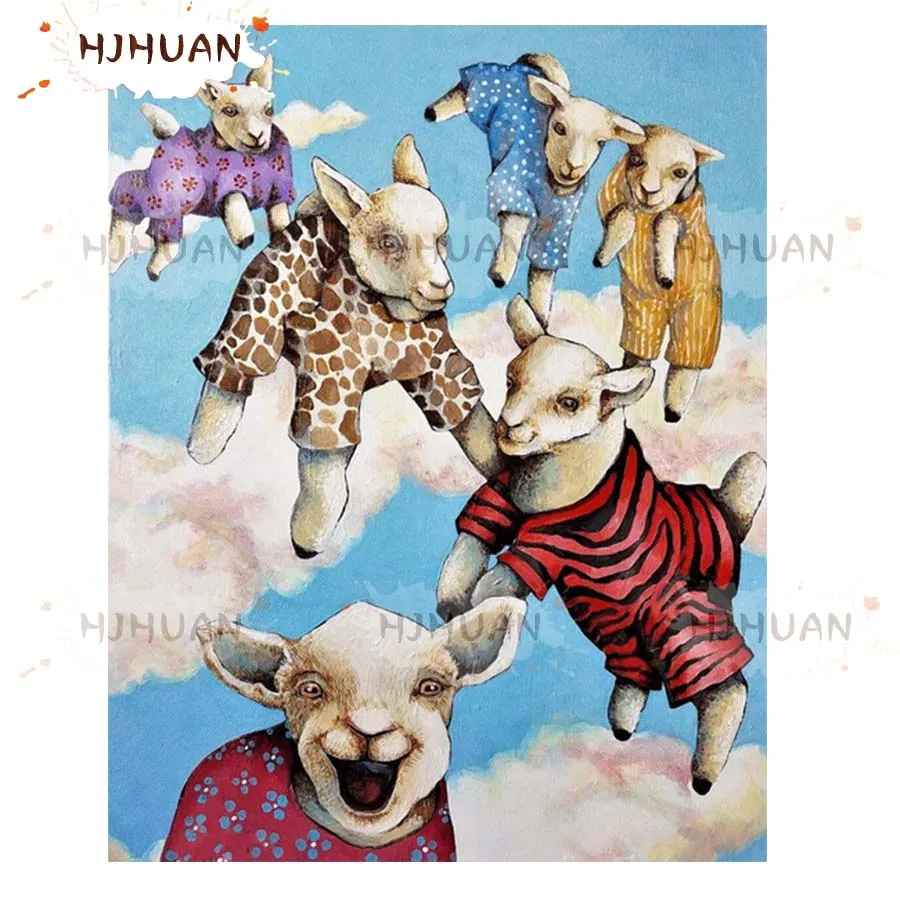 

Алмазная вышивка с милой маленькой овечкой, полностью круглая картина из квадратных страз, алмазная живопись, вышивка крестиком, мозаика