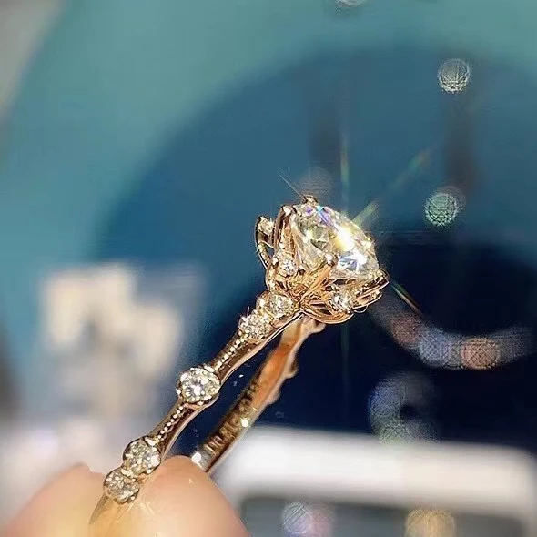 

Женское кольцо с белым муассанитом MeiBaPJ, изящное свадебное Ювелирное Украшение из стерлингового серебра 925 пробы с цветком с бриллиантом, 1 к...