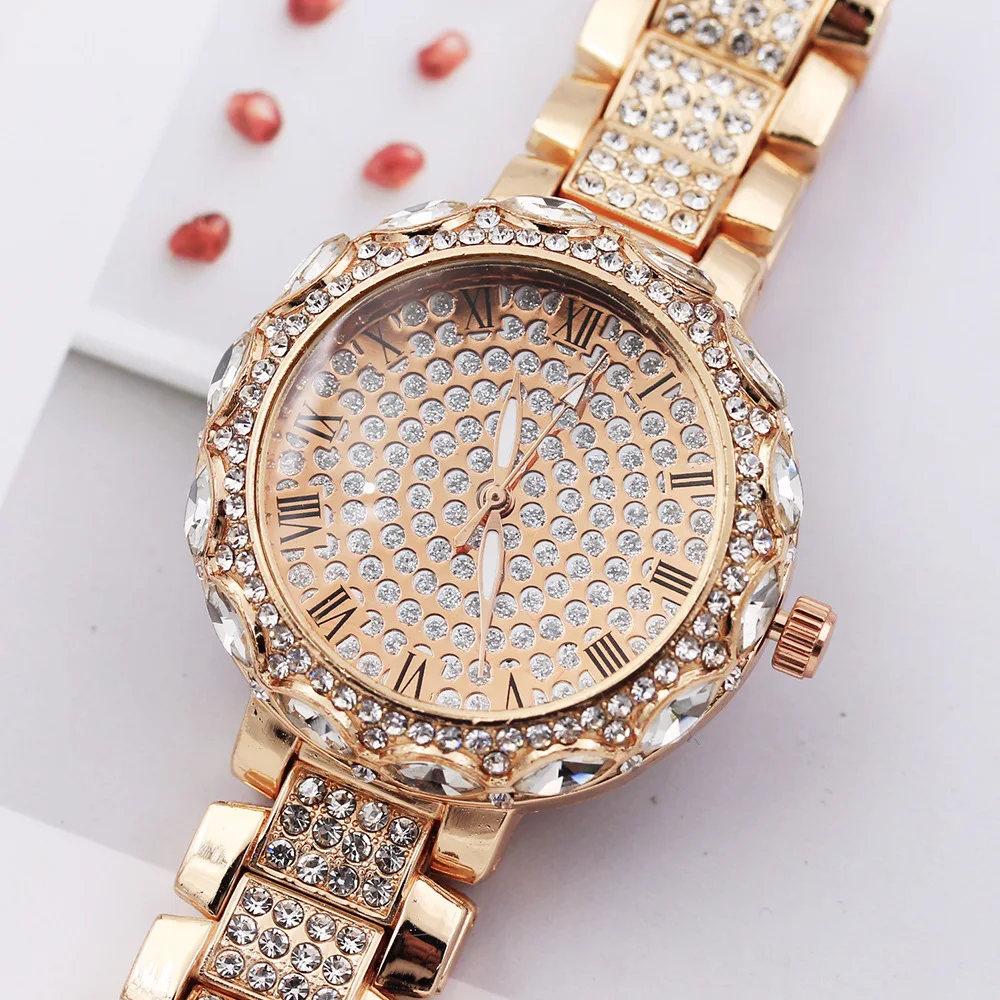 

Watch Women Romantic Crystal Rose Gold Watch For Women Quartz Wristwatch Ladies Watch Bracelet Female Clock Relogio Feminino