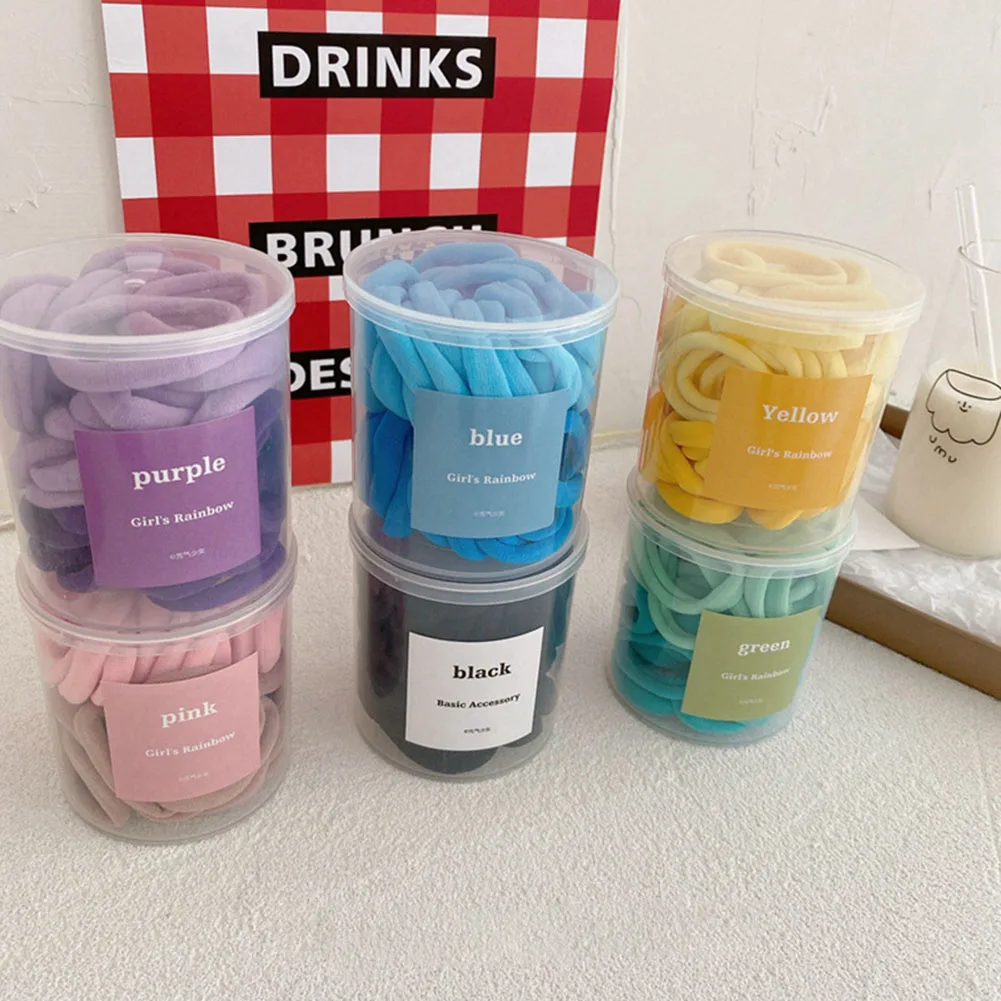 

50pcs/Box Girls Colorful Nylon Small Elastic Hair Bands Children Ponytail Holder Rubber Bands Headband Kids Hair Accessories