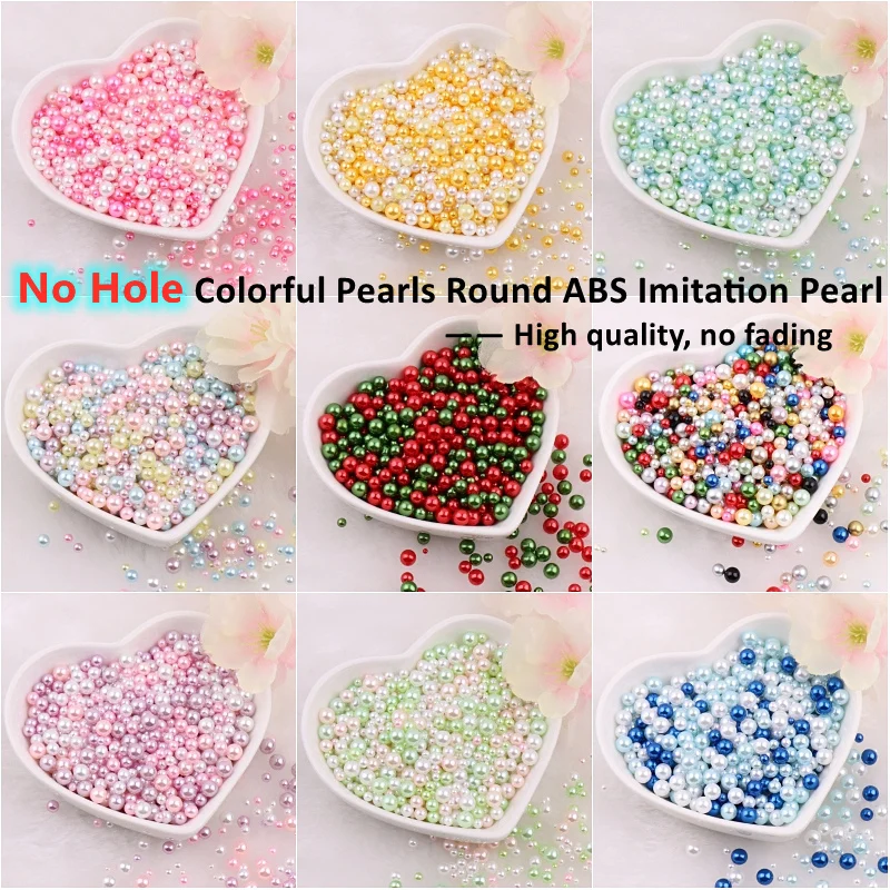 

Mixed Size No Hole Colourful Pearl Beads ABS Loose Round Beads Craft For Jewelry Making DIY Imitation Garment Beads Accessories