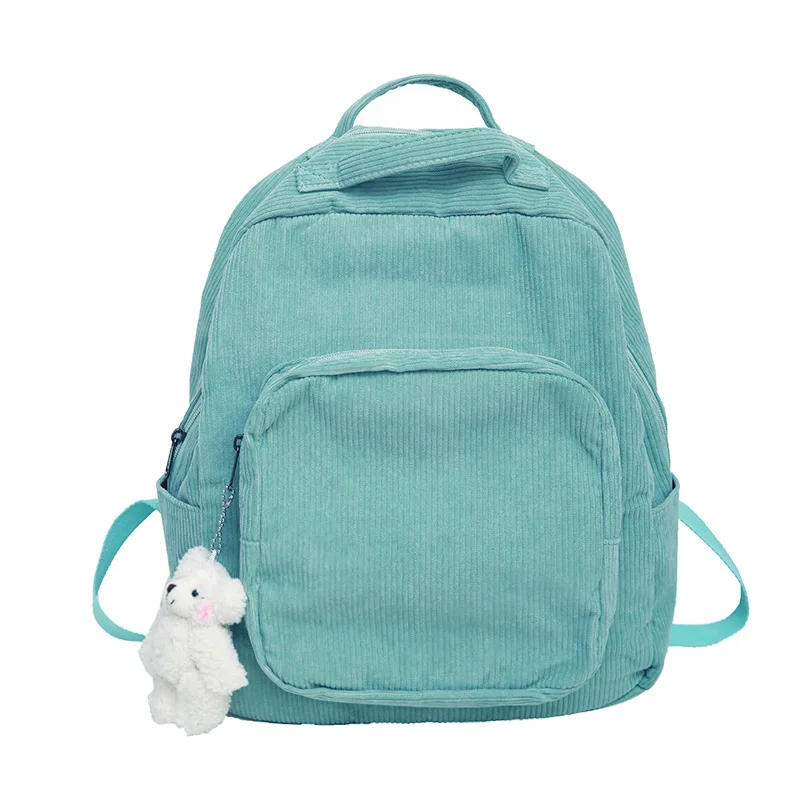 

INS Style Schoolbag Female Hipster Corduroy Simple Backpack Female Korean-Style Cute Girl Mori Student's Backpack