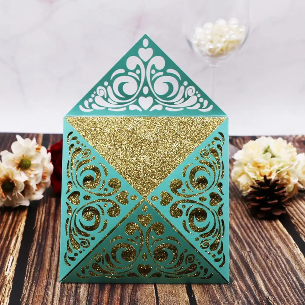 

250gsm Red Pearl Laser Cut Wedding Invitations Cards with 24 Colors Greeting invites wedding Engagement Birthday Bridal Show
