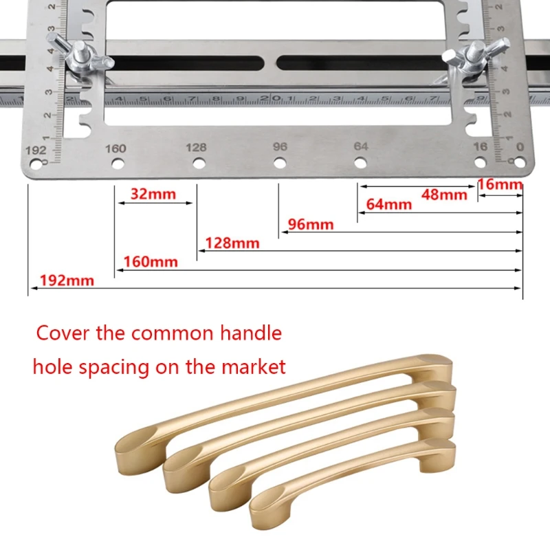 

Hole Handle Punch Locator Tool Woodworking Pocket Jig Drill Bits Set Wardrobe Door Cabinet Positioner Guide