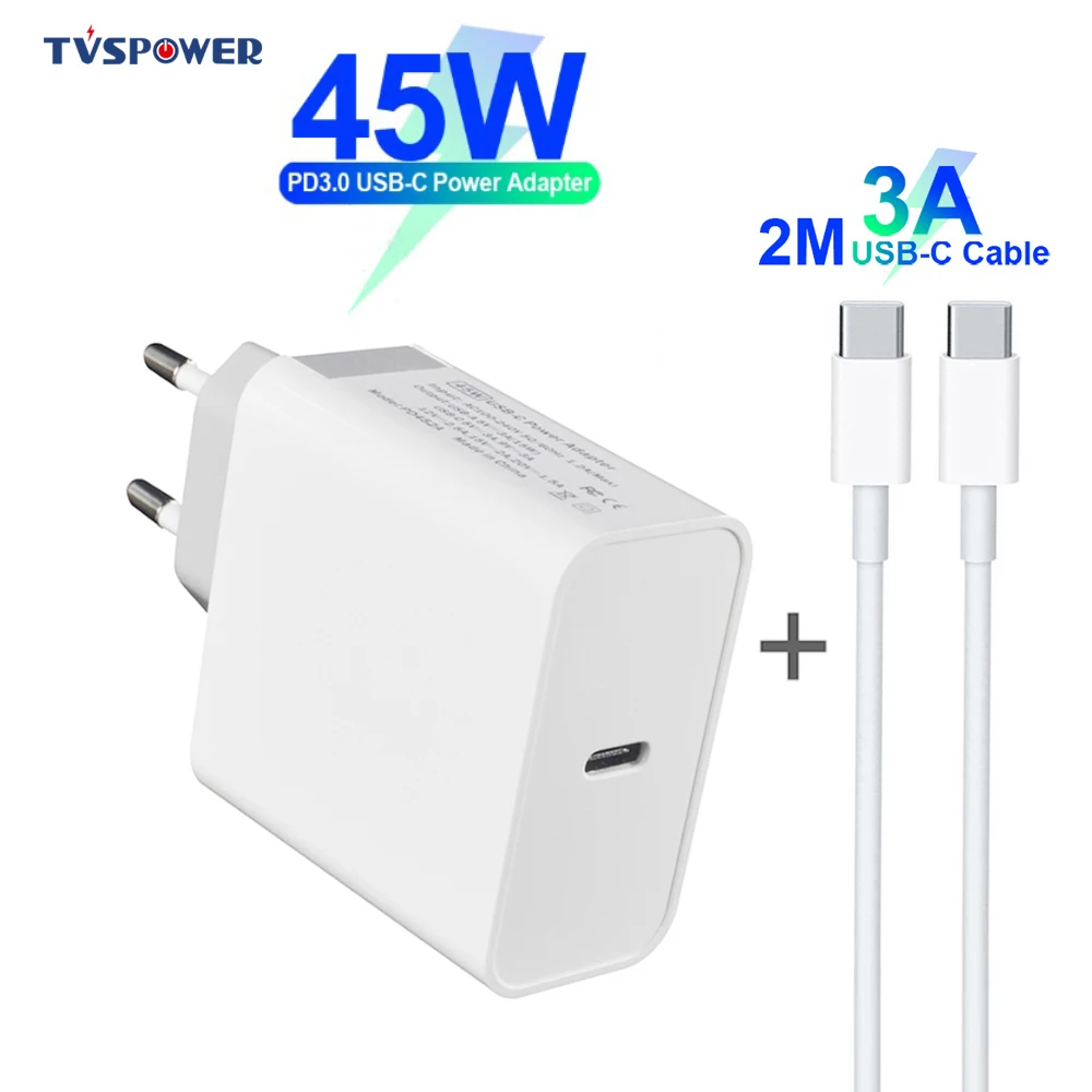 Зарядное устройство PD3.0 45 Вт 15 В 3 А USB C для MacBook Pro DELL XPS 12/13/ Samsung Note 8 S9 Google Pixel XL iPhone X