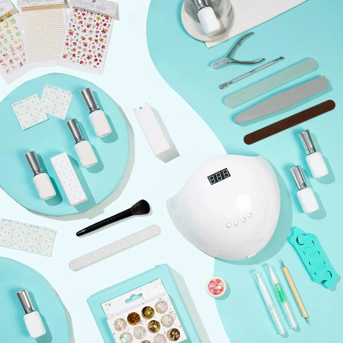 

Gel Nail Polish Starter Kit, 6 Colors 15ML Gel Nail Polish with UV Litght Base Coat and Glossy & Matte Top Coat, Nail Art Tools