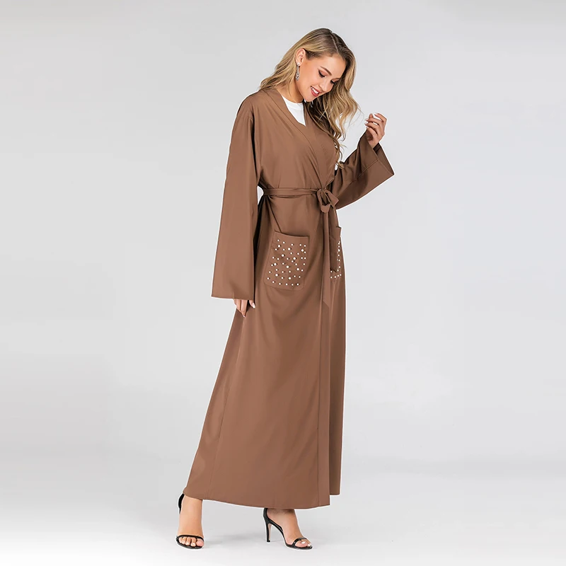 Жемчужное открытое кимоно Abaya Дубай турецкий мусульманский молитвенный хиджаб