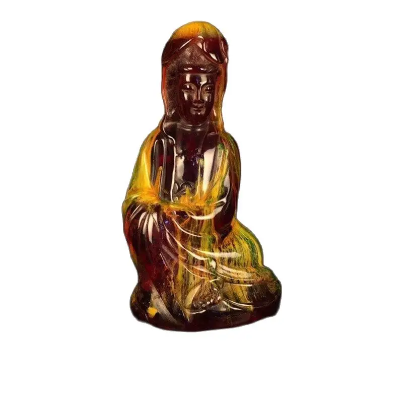 

Early collection flower amber cover Guanyin ornaments family collection