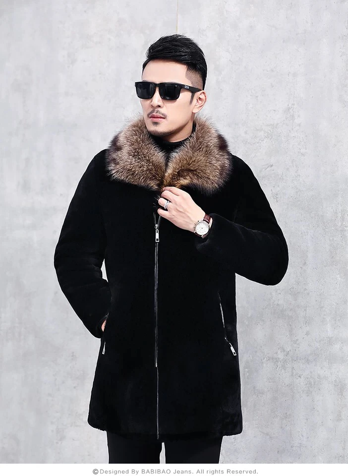 Men Fur Coat Winter Faux Fur Outwear 