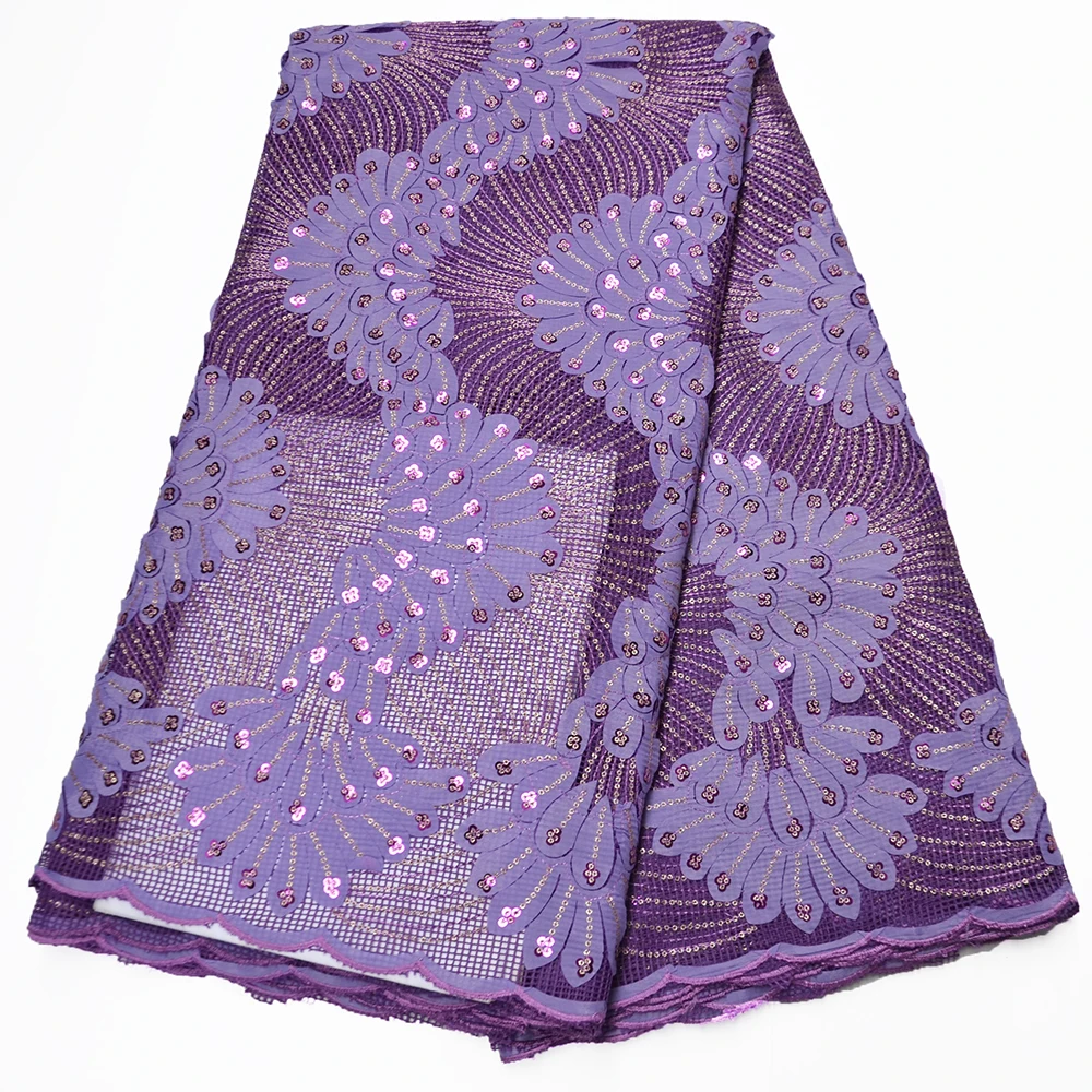 

CS 5Yard Soft Hand Cut Elegant African French Lace Fabric Shiny Wedding Nigeria Ghana Celebration Dress With Sequins