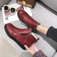 tophqws 2021 womens winter boots plus velvet keep warm flat snow boots female casual slip on platform ankle boot woman shoes
