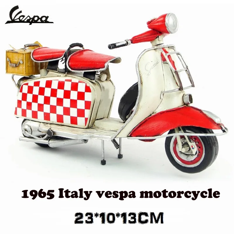 1 Горячая Распродажа Vespa мини металлический мотоцикл модель ручной работы красные проверки Италия винтажная мотоциклетная игрушка два колеса литая металлическая модель мотоцикла - Цвет: 1