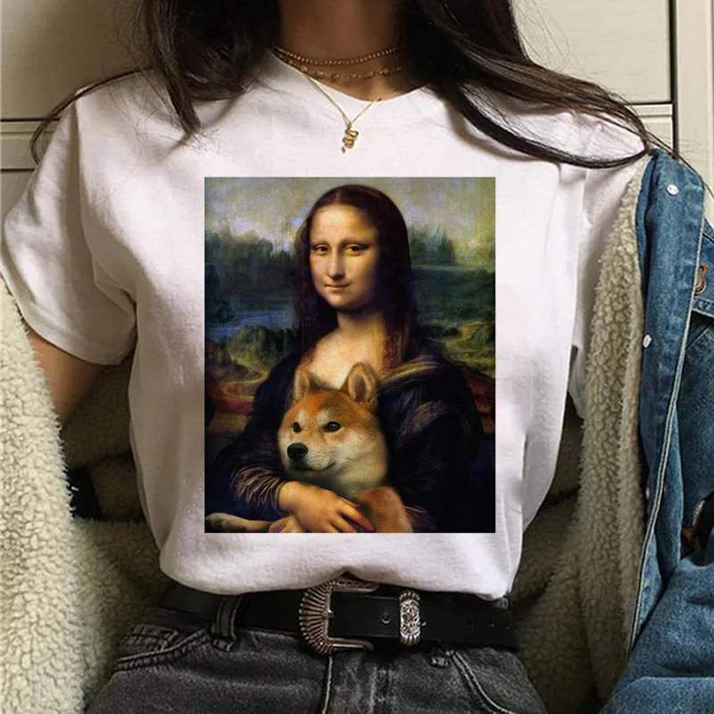 Mona lisa Футболка Harajuku Женская 90s забавная Винтажная Футболка Ullzang с графическим рисунком футболка корейский стиль футболки женские эстетические