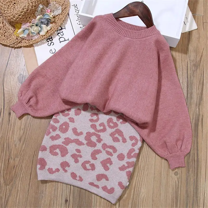 Новинка 2020 осенне зимний детский костюм для девочек вязаный свитер и юбка модный