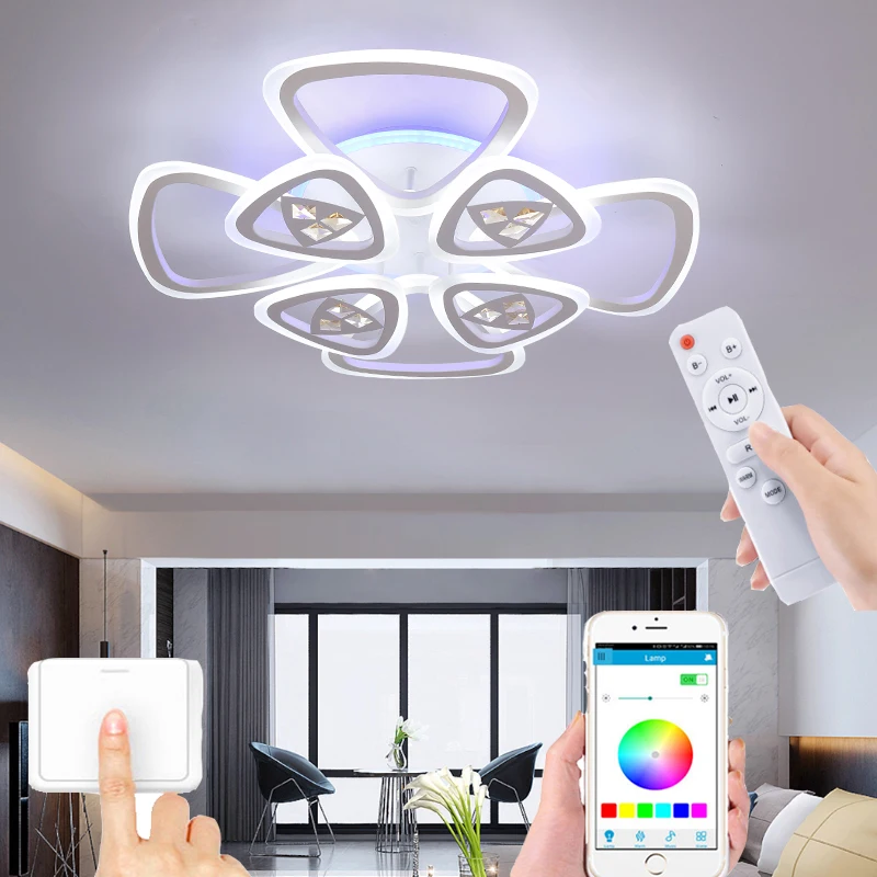 

New Nordic bedroom LED chandelier living room household ceiling lamp remote control dimming colored lights